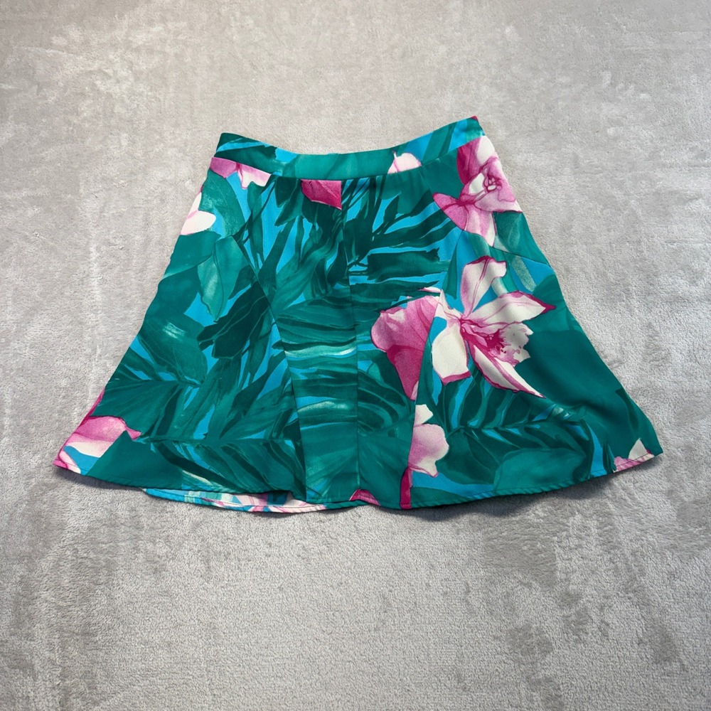 Show‎ Me Your Mumu Skirt Women's XS Pippa Mini Teal Green Pink Tropical Floral